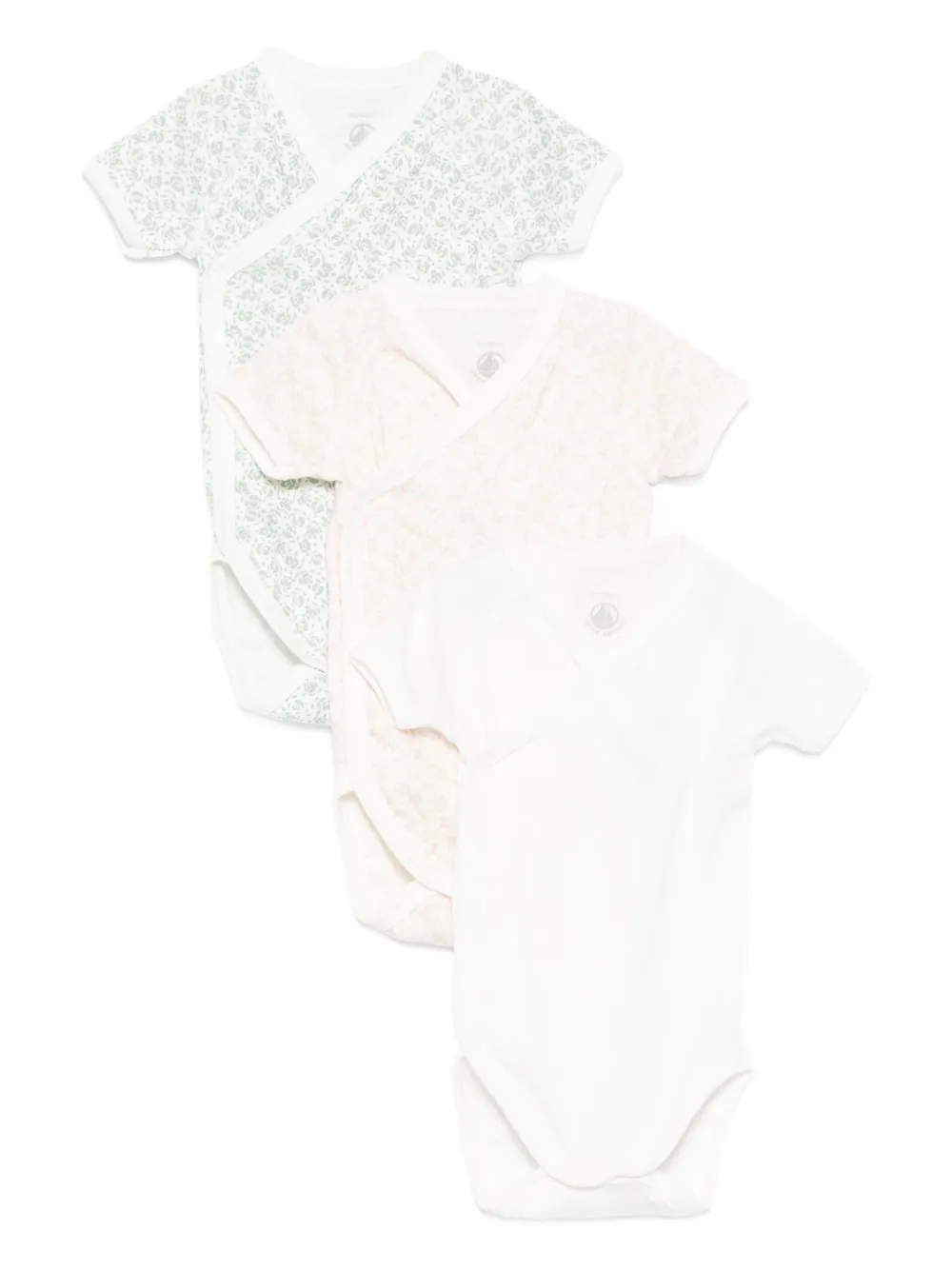 Petit Bateau printed cotton bodies (pack of three) Wit