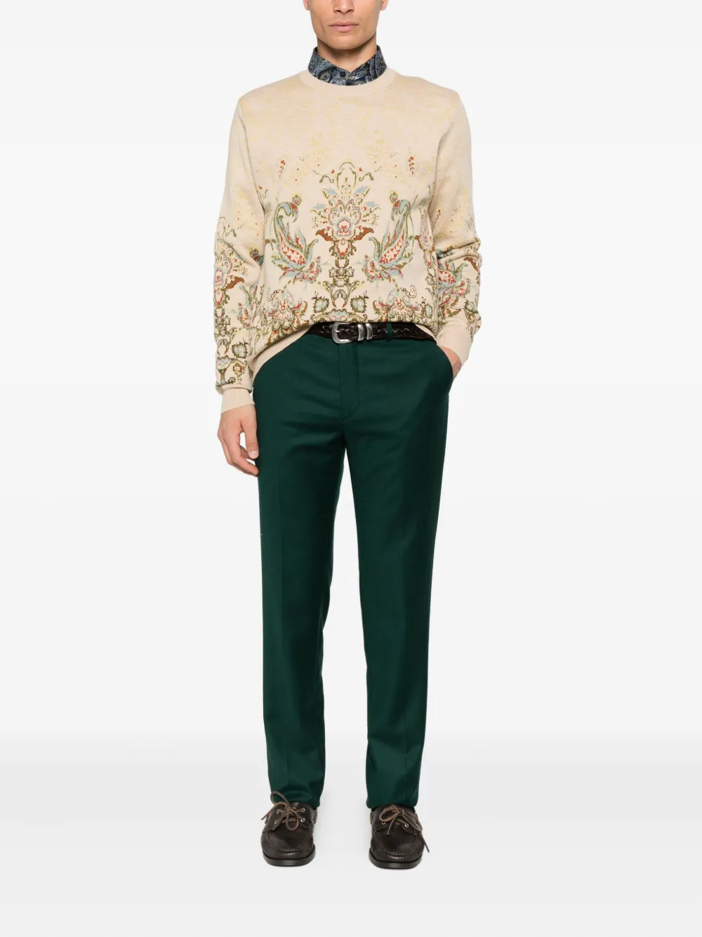 ETRO Trui met paisley-print en ronde hals Beige