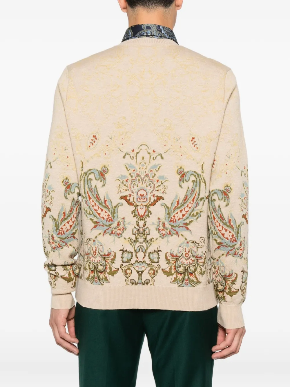 ETRO Trui met paisley-print en ronde hals Beige