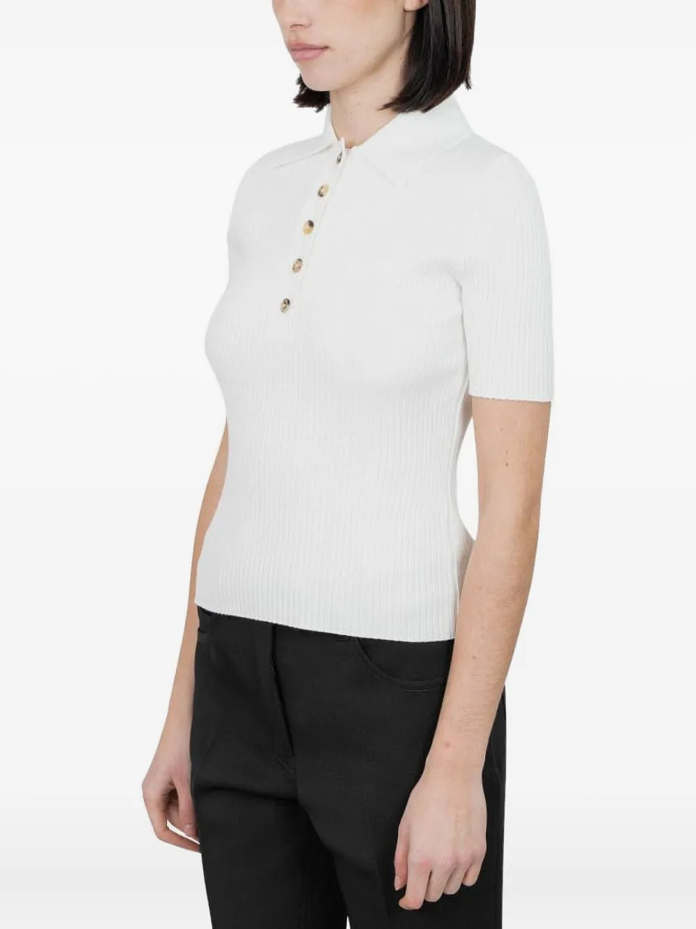 Courrèges Geribbeld poloshirt - COTTON CREAM