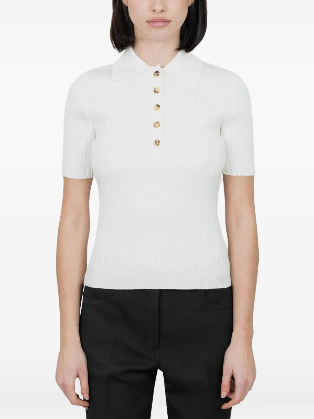 Courrèges Geribbeld poloshirt COTTON CREAM