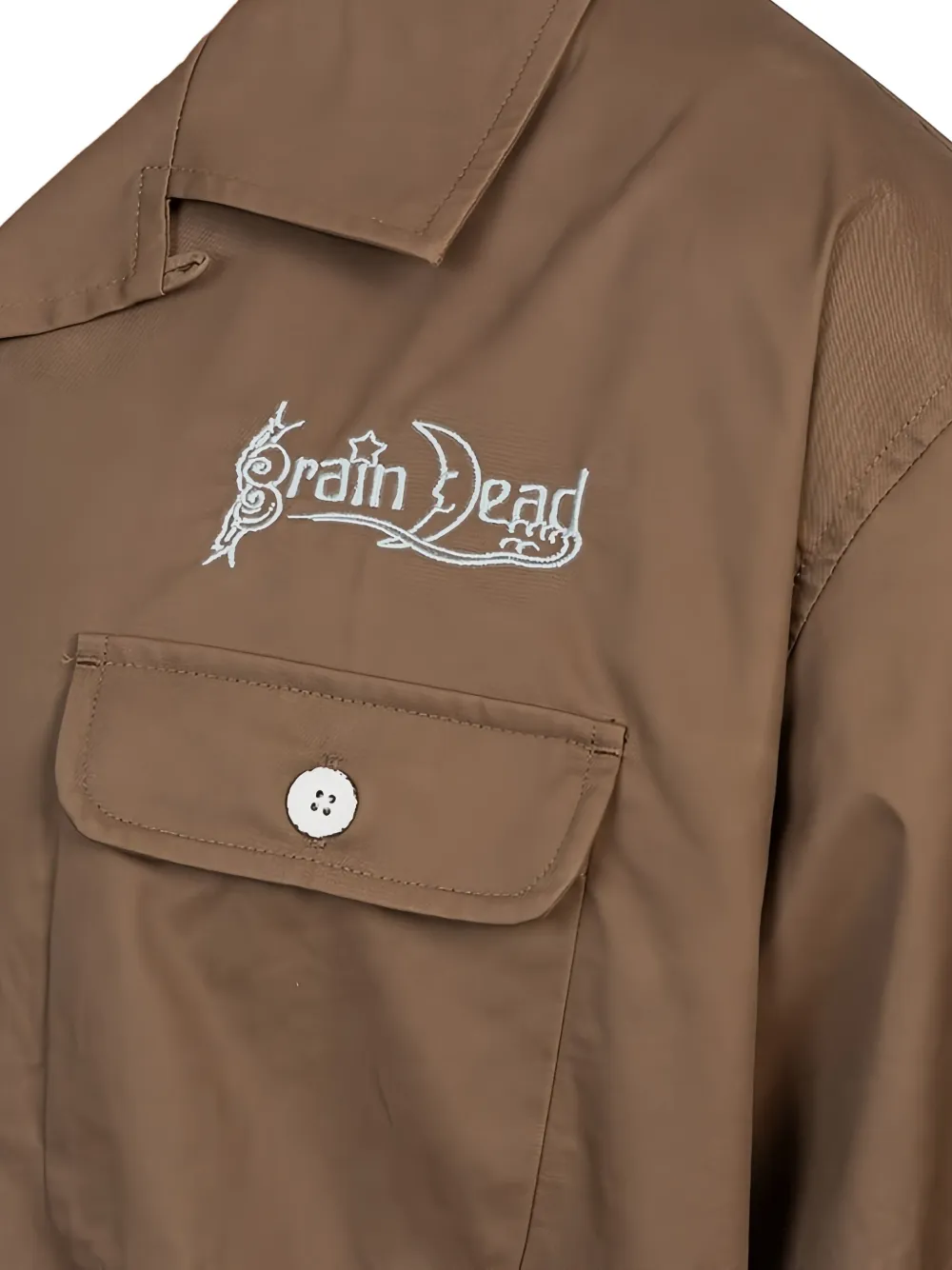 Junya Watanabe MAN Katoenen overhemd met geborduurd detail Bruin
