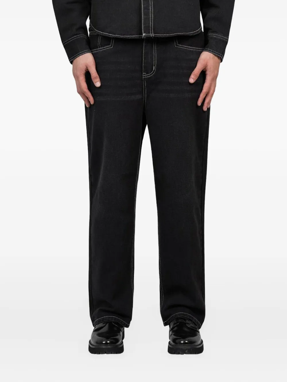 contrast-stitching jeans
