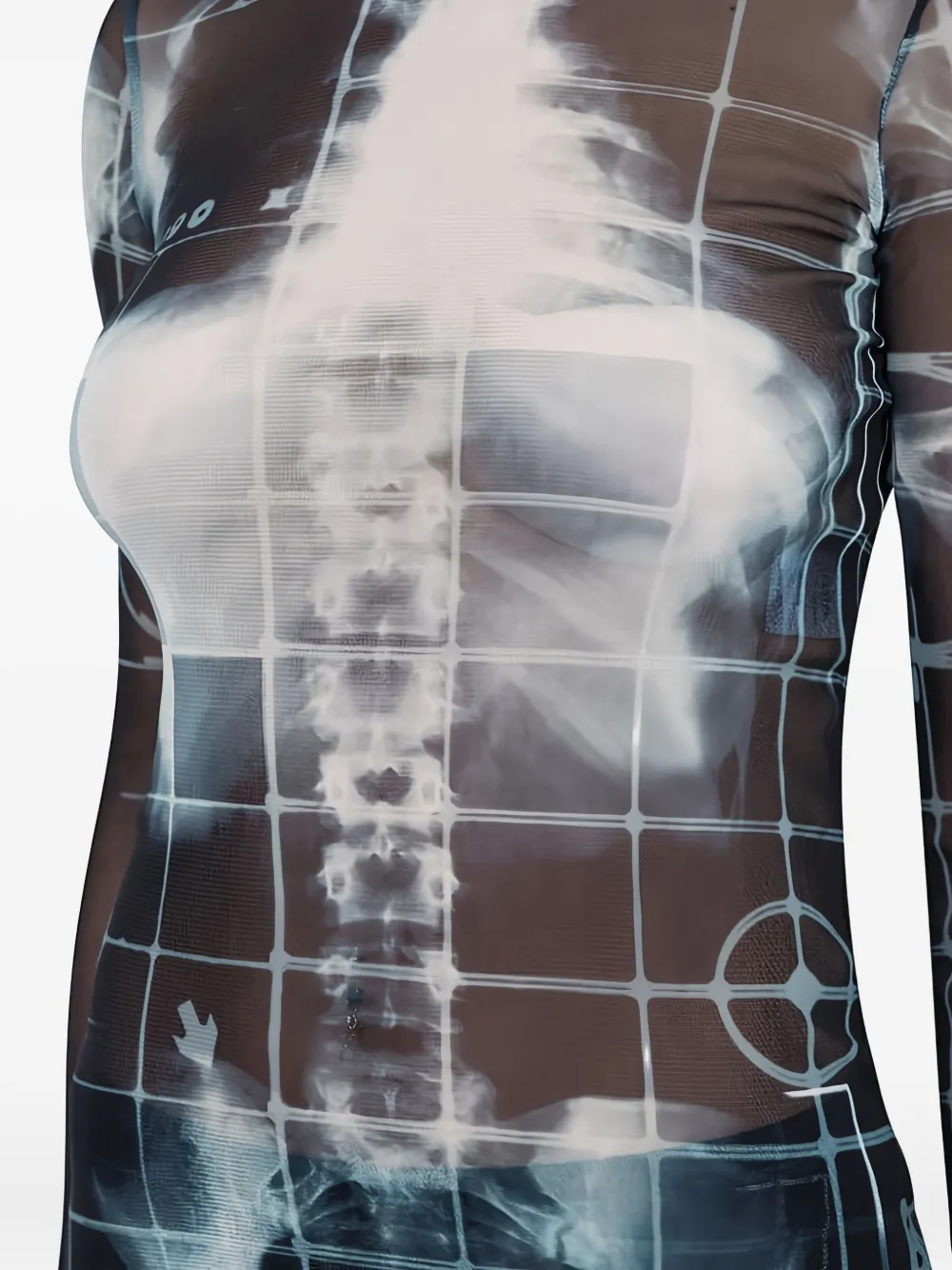 Jean Paul Gaultier The Squeletor Long Sleeves Mesh Top In Black