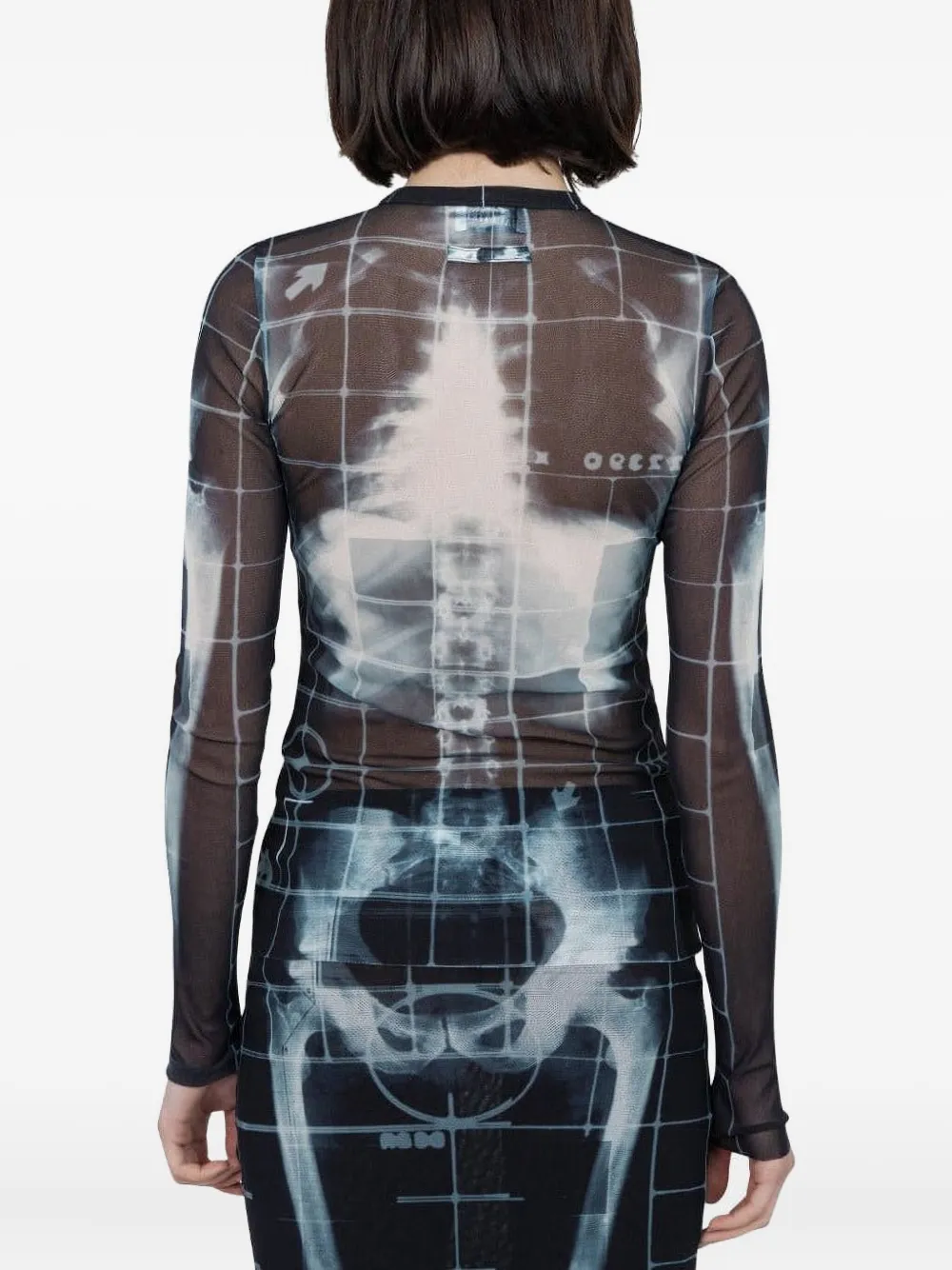 Jean Paul Gaultier The Squeletor Long Sleeves Mesh Top In Black