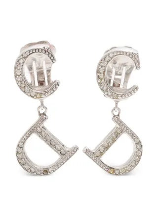 Christian Dior Pre-Owned CDロゴ ラインストーン ピアス | シルバー