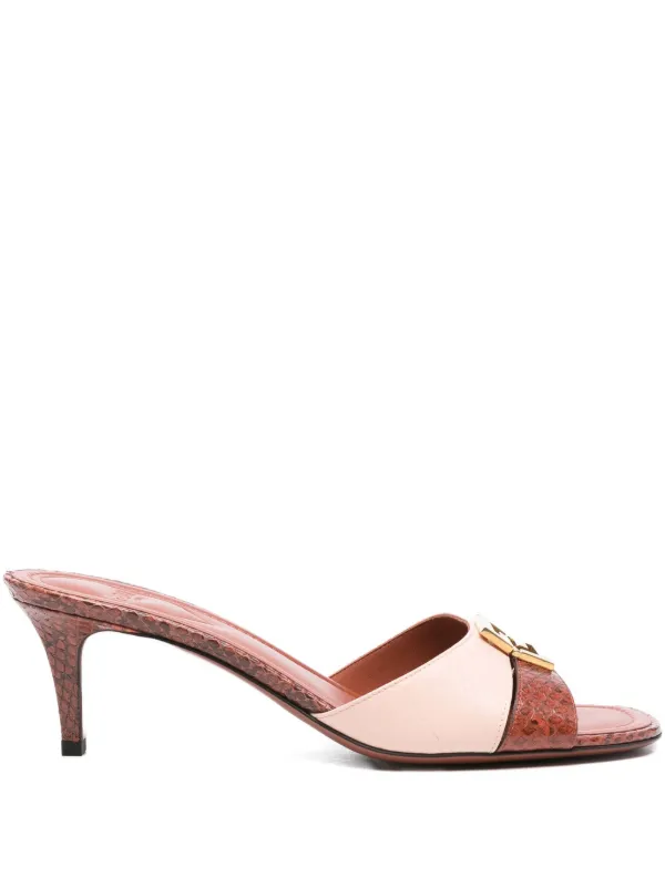 Fendi 65mm Ffold Heeled Sandals in Brown