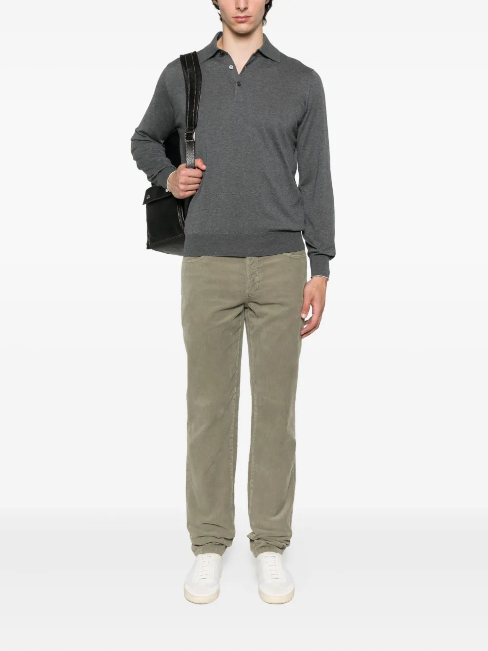 Brunello Cucinelli Poloshirt met lange mouwen Grijs