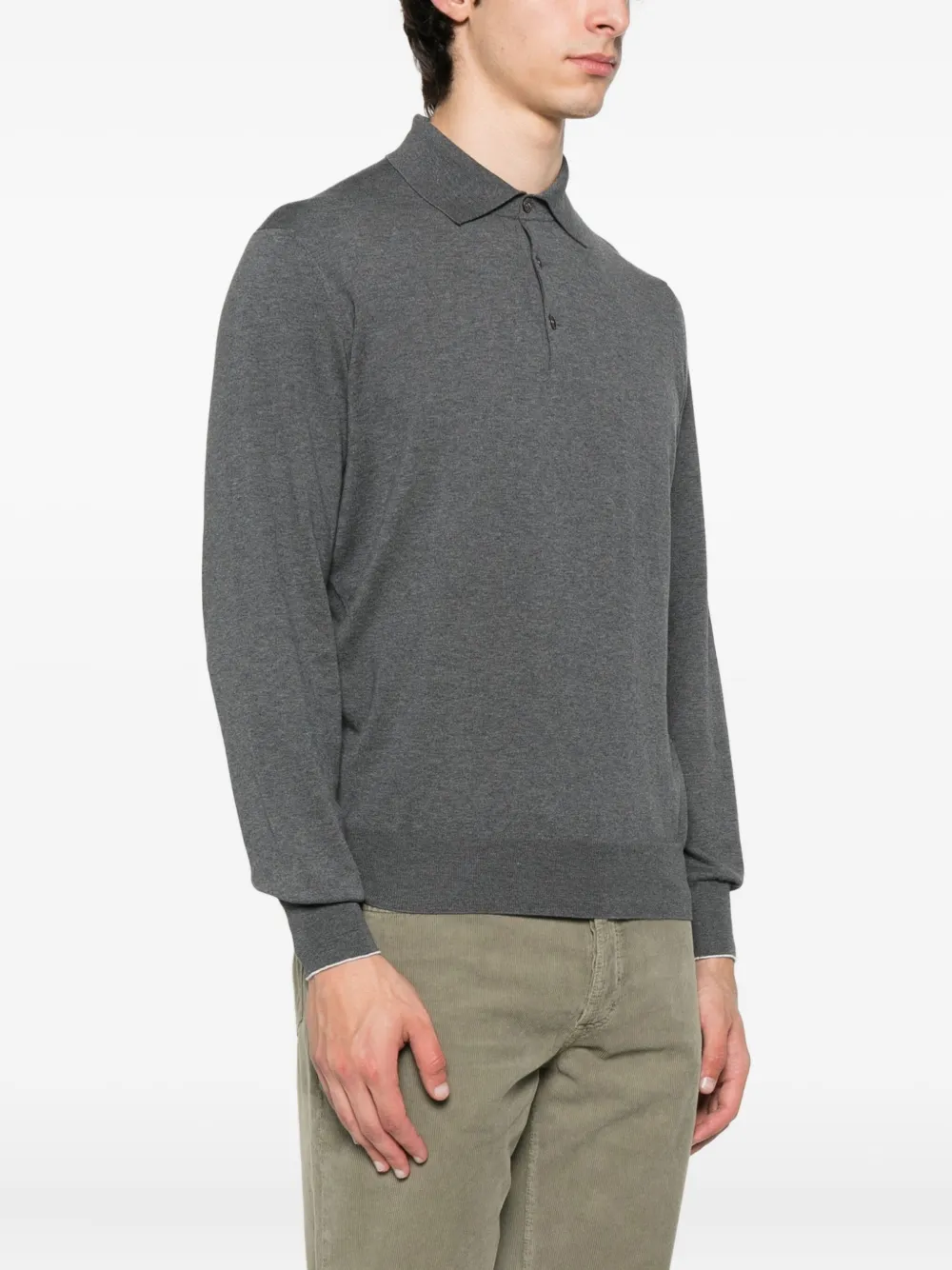 Brunello Cucinelli Poloshirt met lange mouwen Grijs