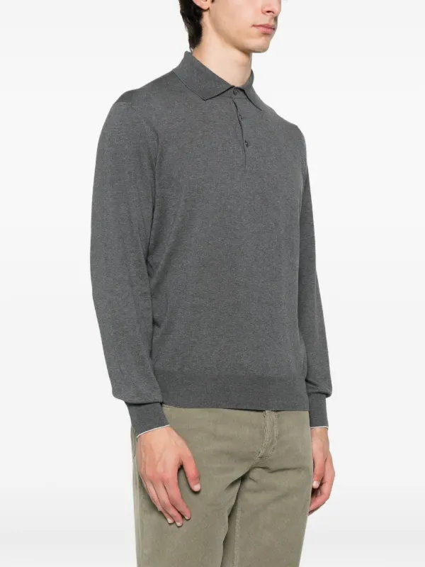 ブルネロクチネリ　長袖 ジッパーポロシャツ　48 Brunello Cucinelli ロングスリーブ ポロシャツ | グレー | FARFETCH JP