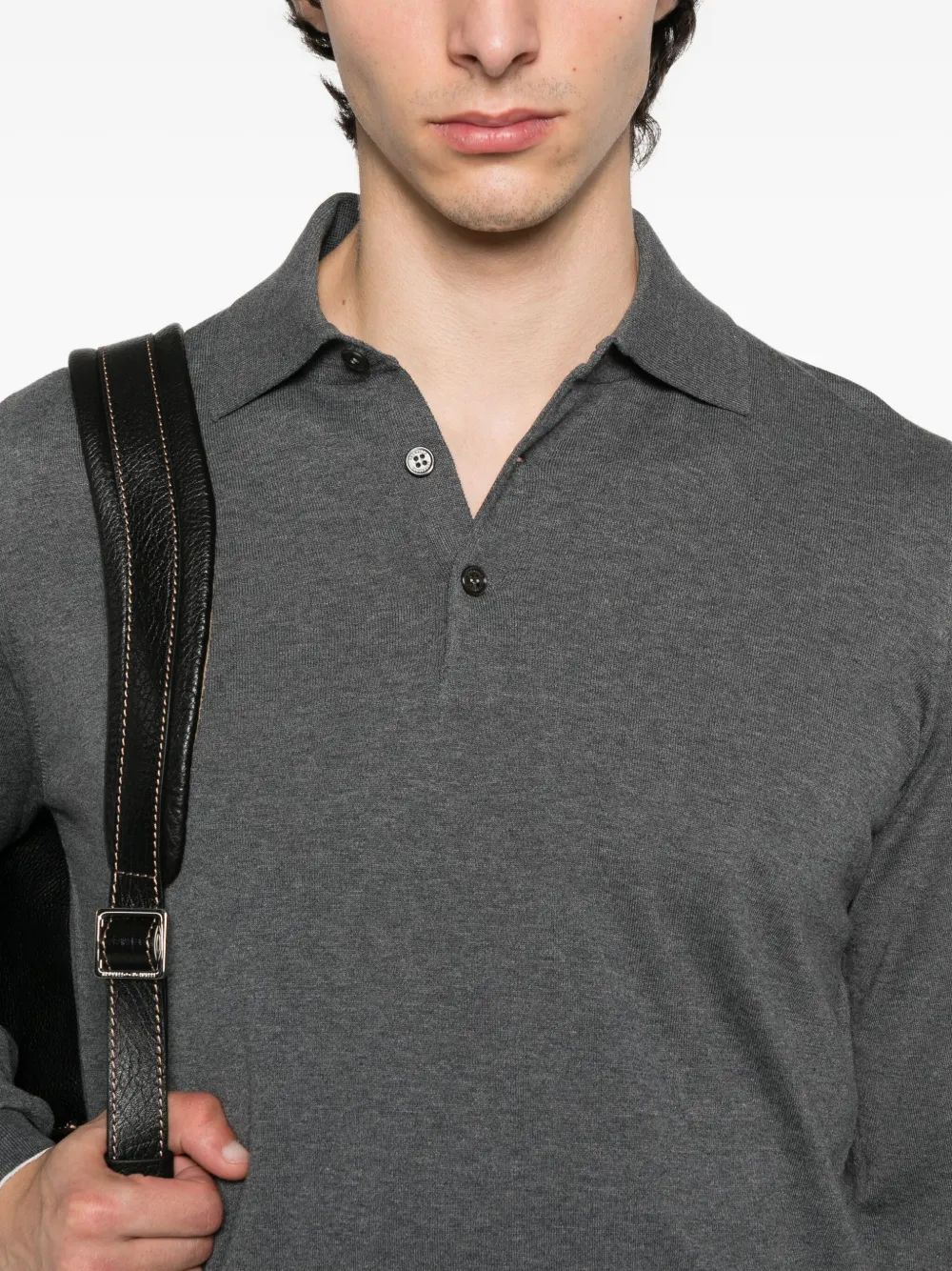 Brunello Cucinelli Poloshirt met lange mouwen Grijs
