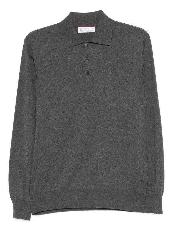 ブルネロクチネリ　長袖 ジッパーポロシャツ　48 Brunello Cucinelli ロングスリーブ ポロシャツ | グレー | FARFETCH JP