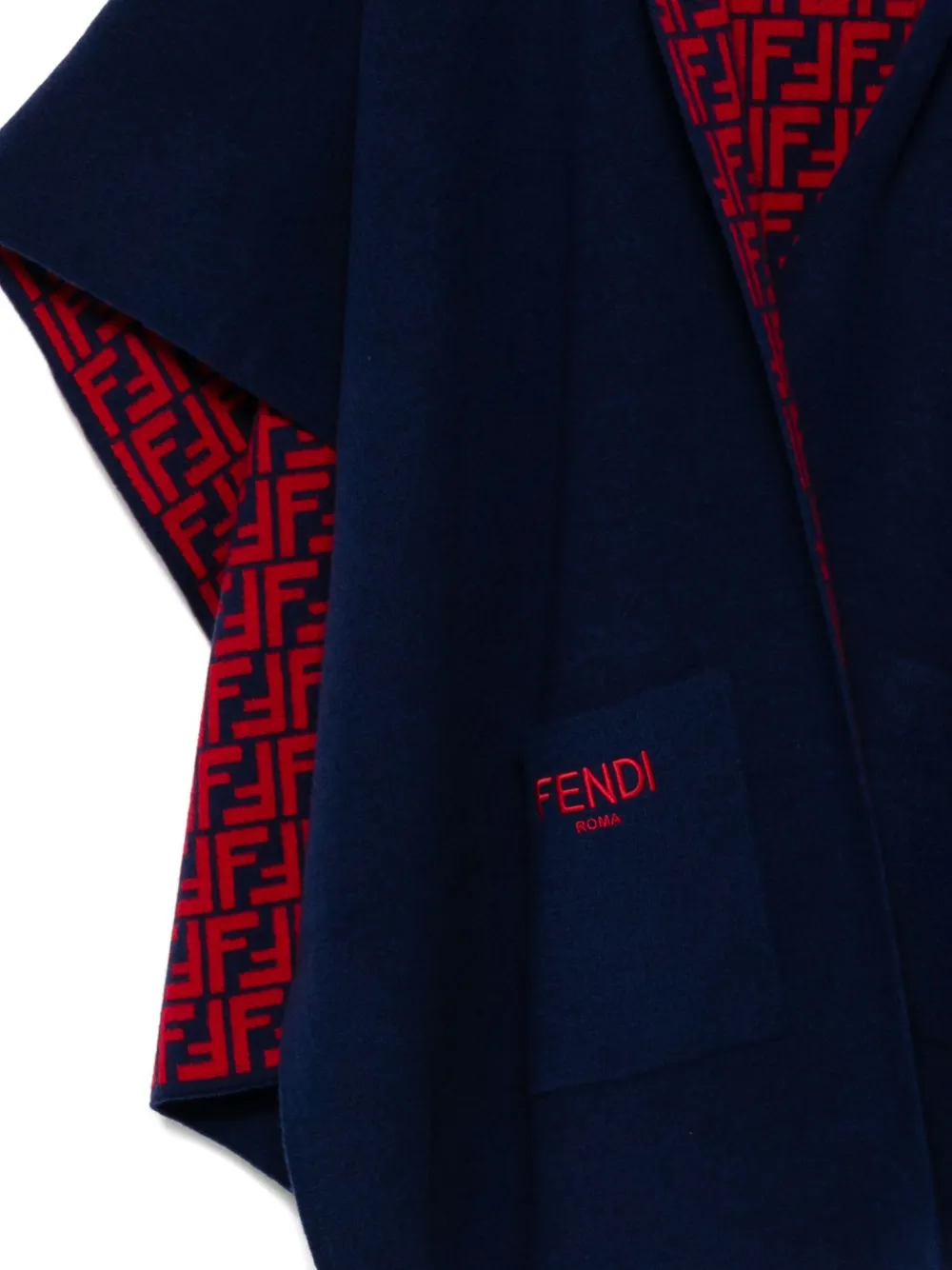 Fendi Kids Cape met capuchon en FF-patroon Blauw
