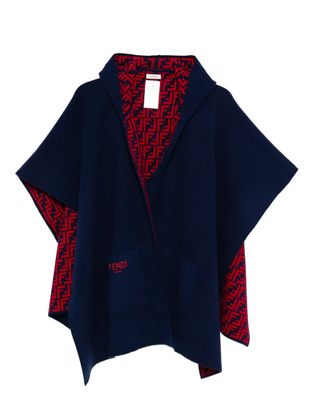 Fendi Kids Cape met capuchon en FF-patroon Blauw