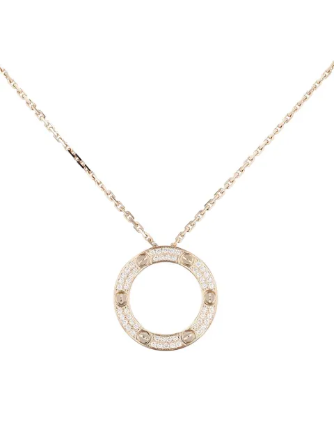 Cartier 18K pink gold Love diamonds pendant necklace