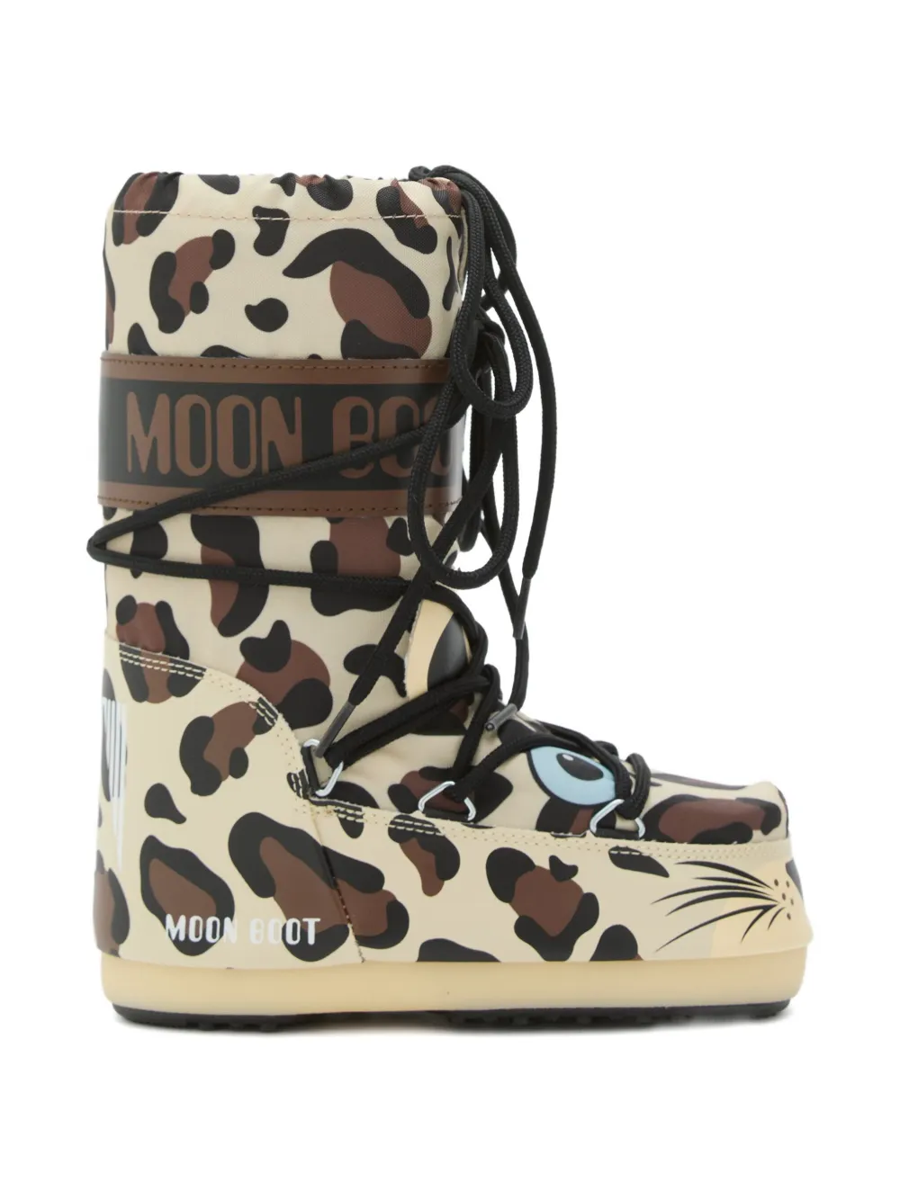 Moon Boot Kids leopard-print lace-up boots Neutrals