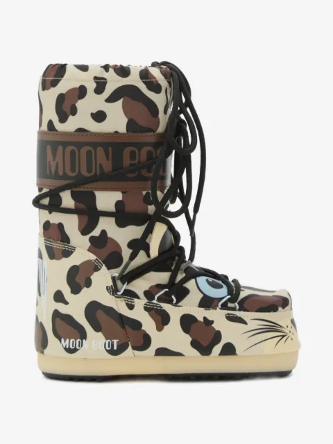 Moon Boot Kids leopard-print lace-up boots