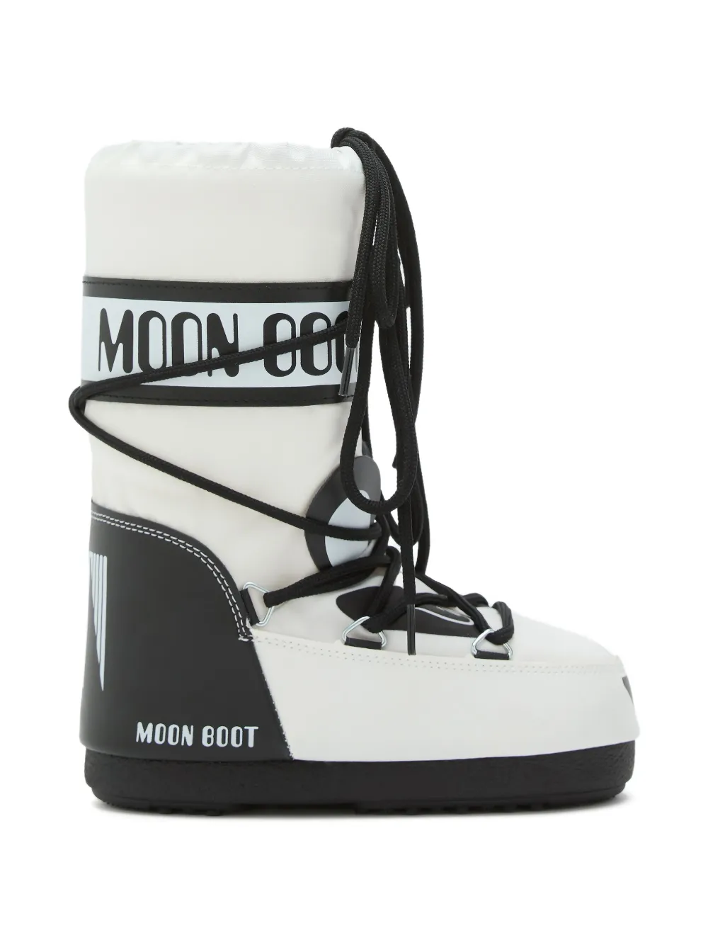 Moon Boot Kids panda-print lace-up boots White