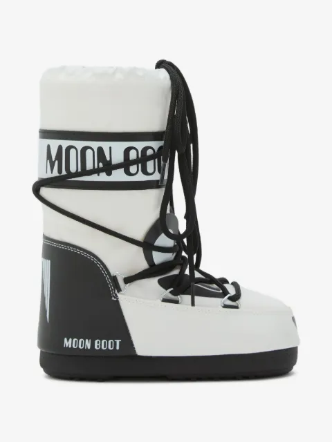 Moon Boot Kids panda-print lace-up boots