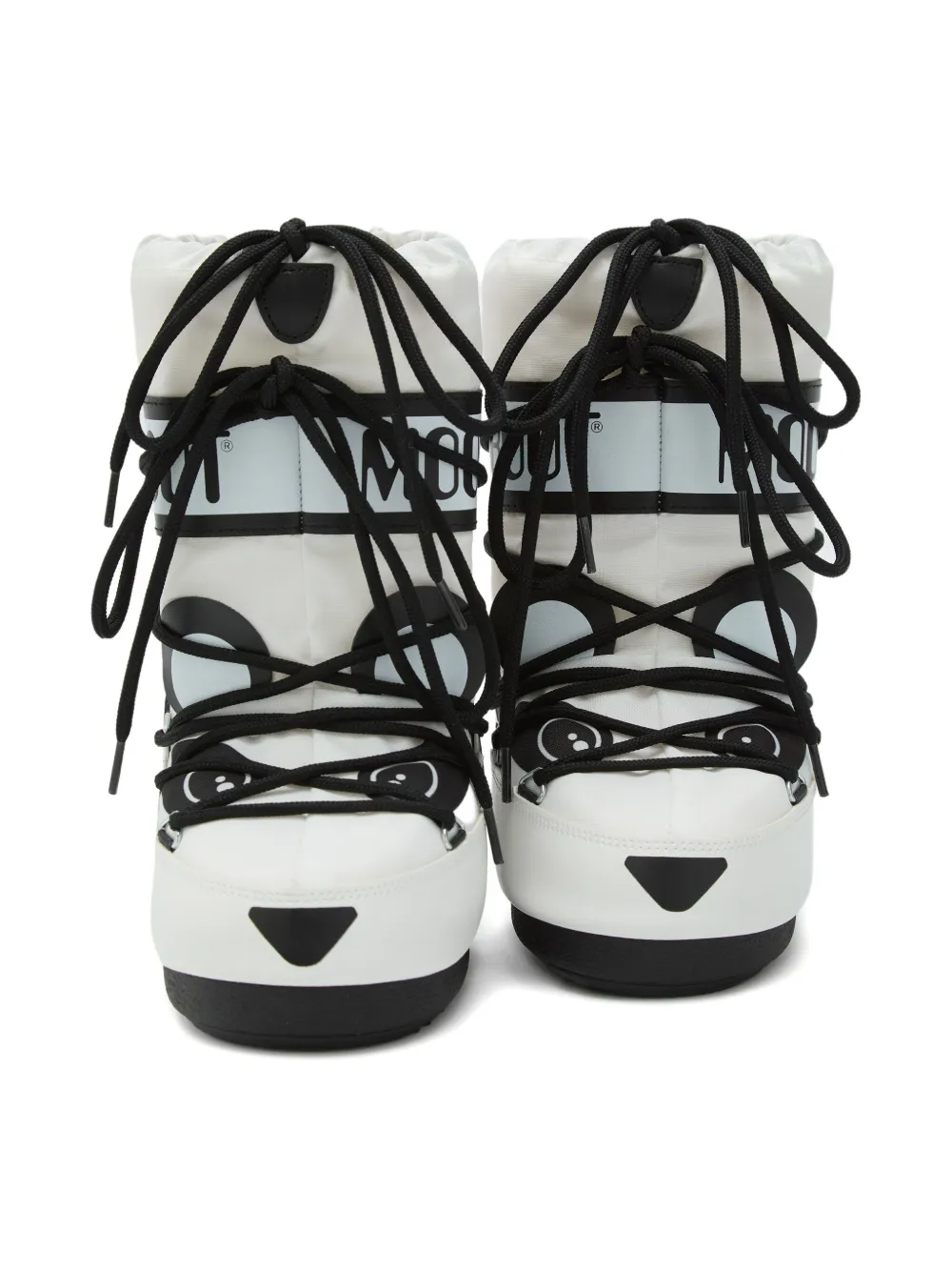 Moon Boot Kids panda-print lace-up boots White