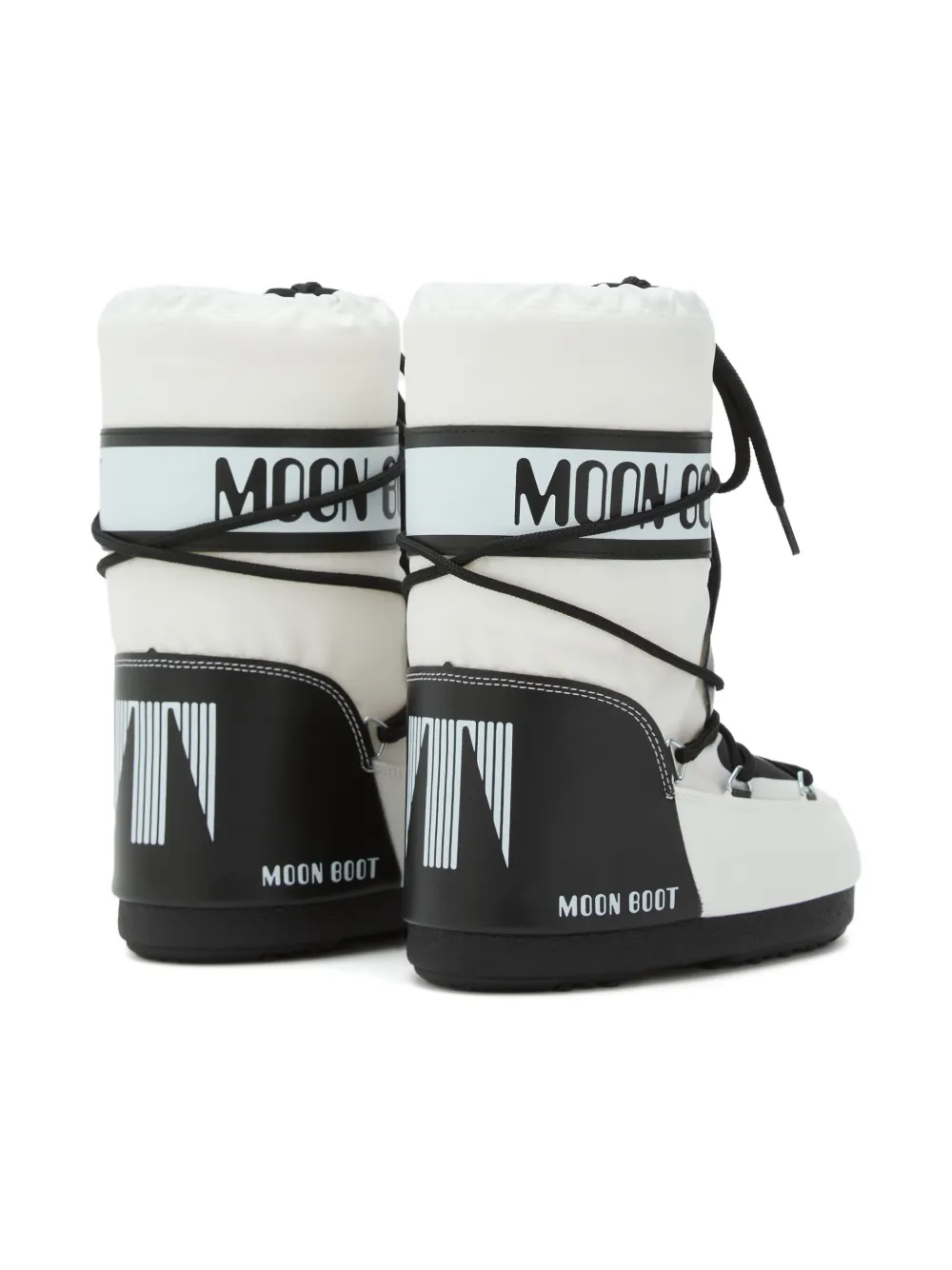 Moon Boot Kids panda-print lace-up boots White