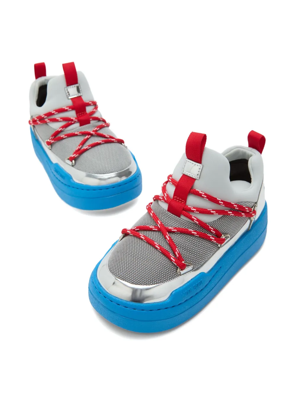 Moon Boot Kids Park lace-up sneakers HF04 SILVER BLUE RED