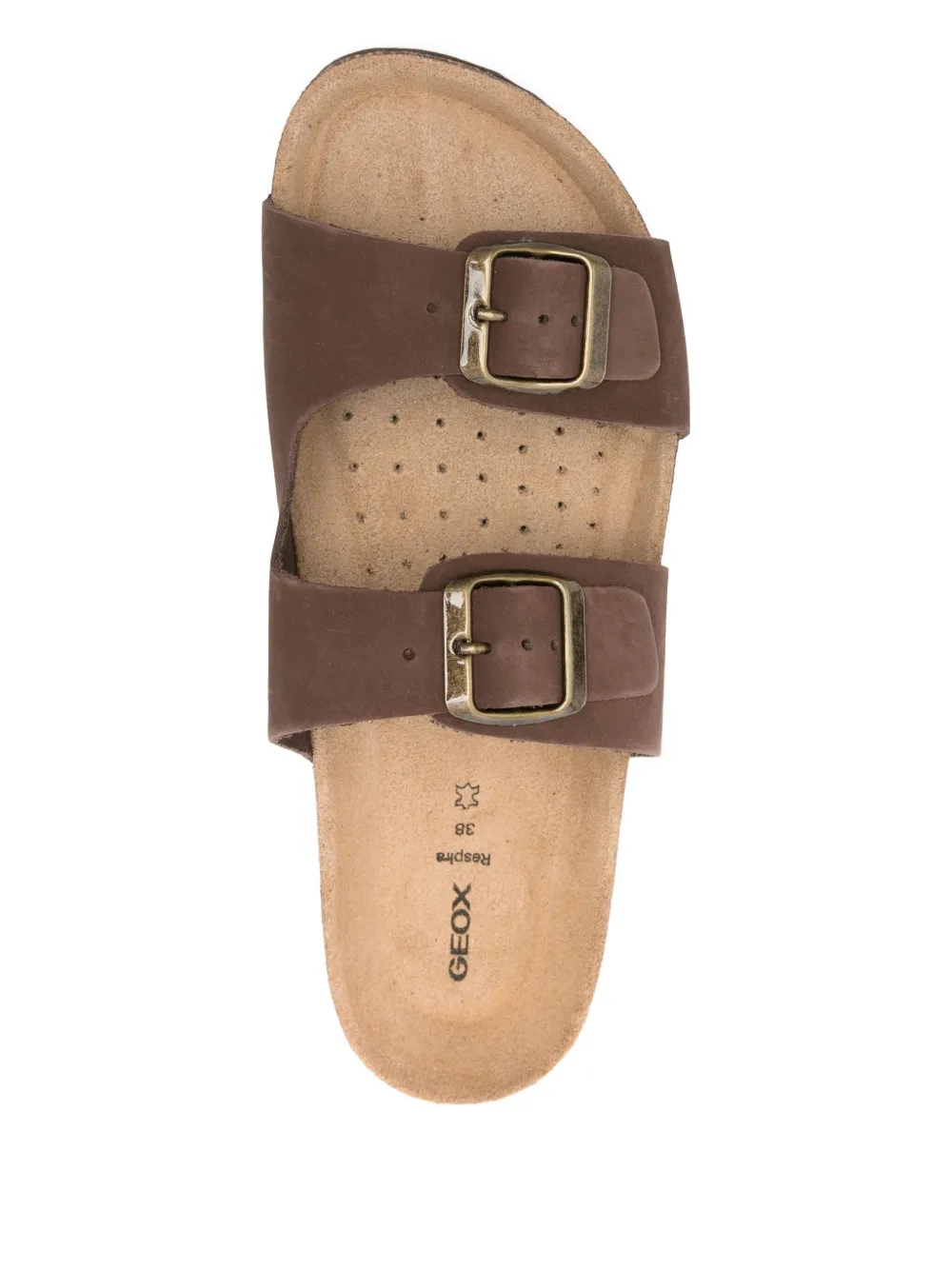 Geox Brionia double-buckle slippers Brown