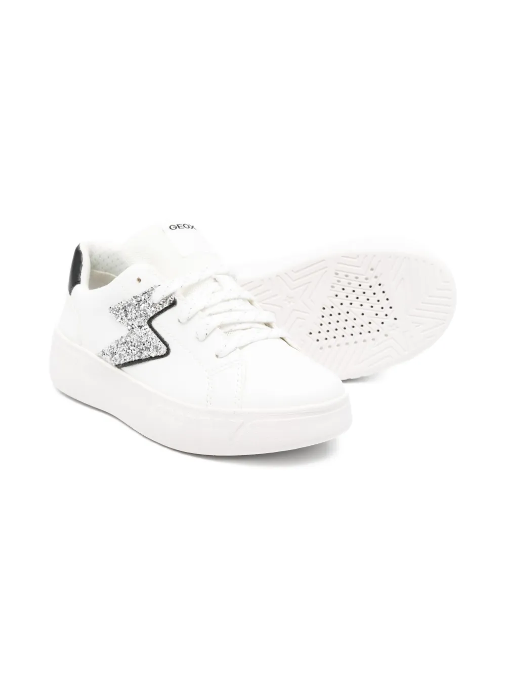 Geox Kids Mikiroshi glitter-star sneakers White