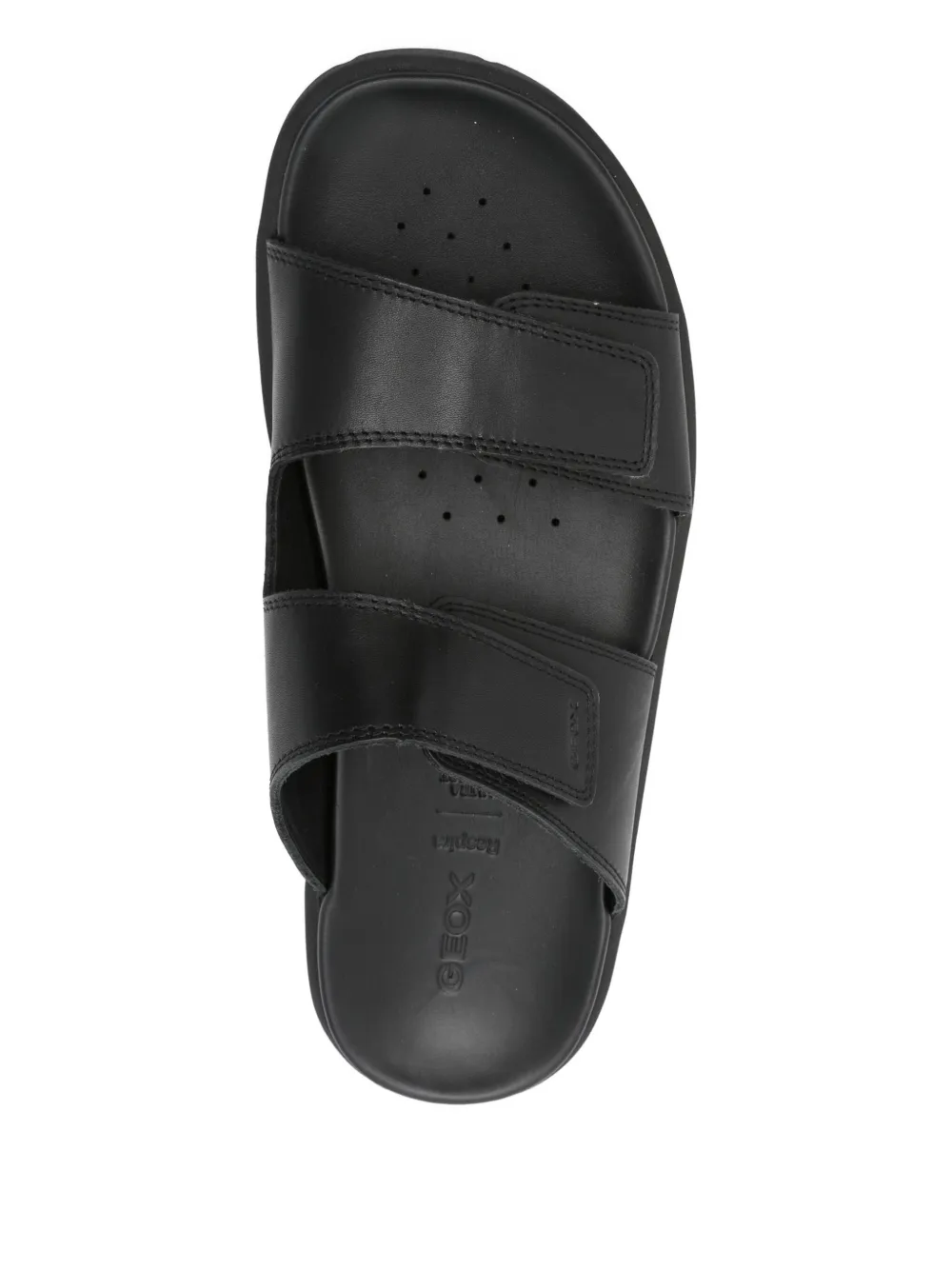 Geox double-strap leather slippers Black