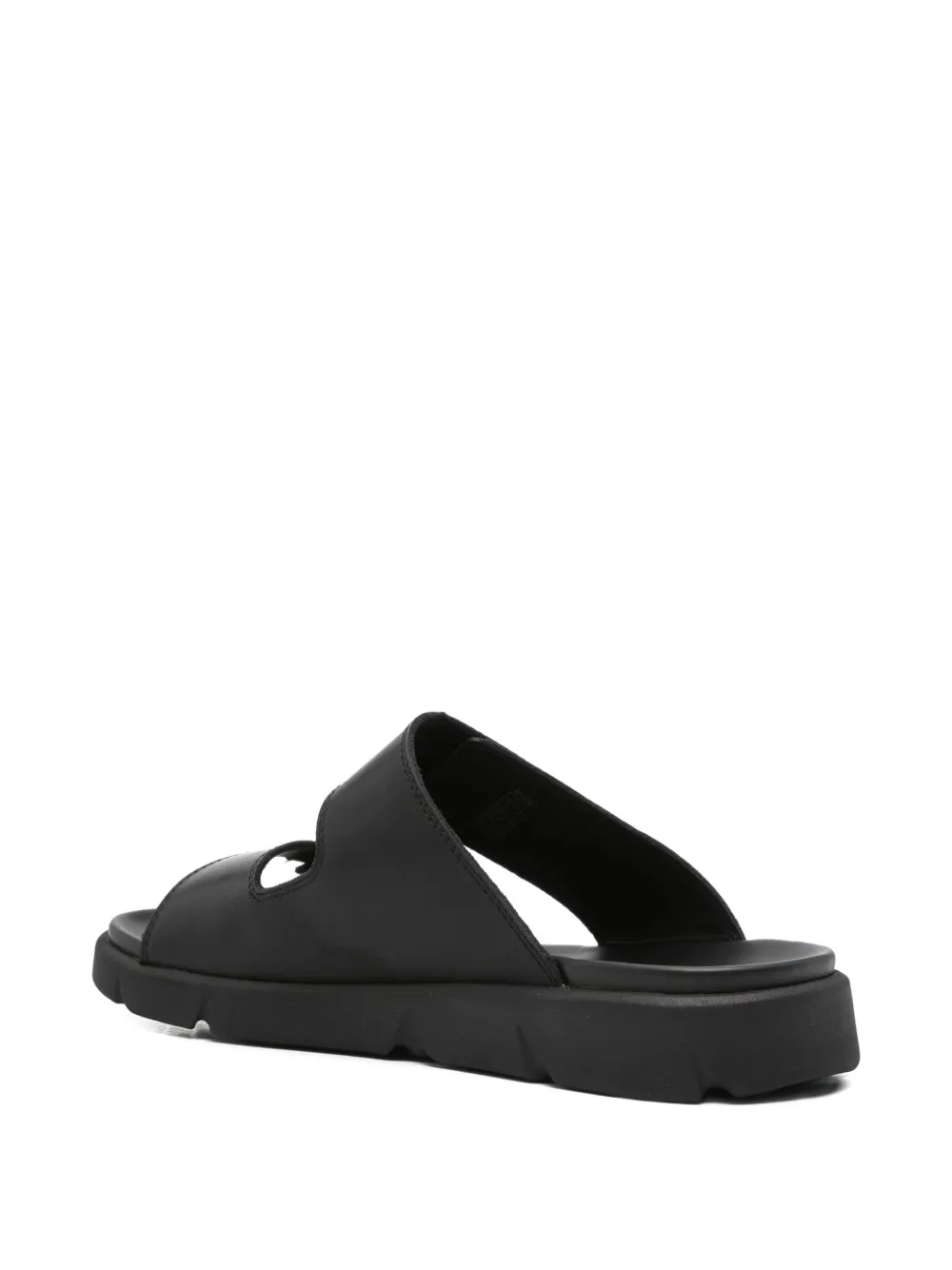 Geox double-strap leather slippers Black