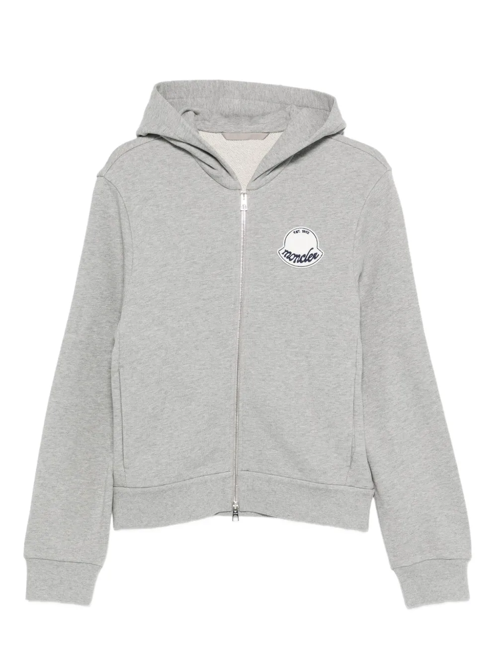 Moncler Logo-patch Zip-up Hoodie In Gray
