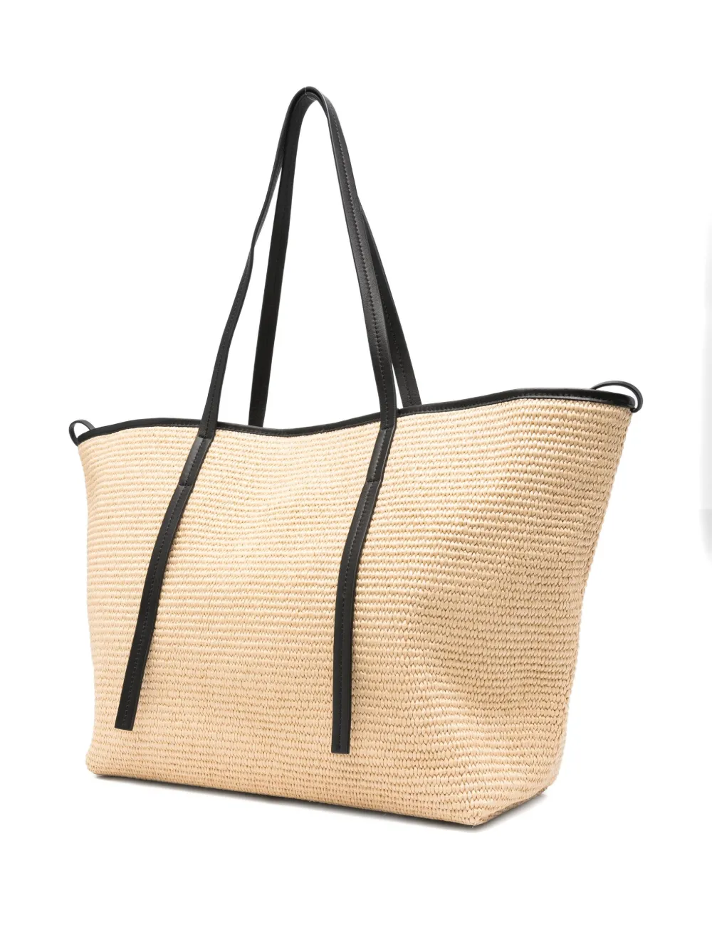 Marc O'Polo Geweven shopper met leren afwerking - Beige