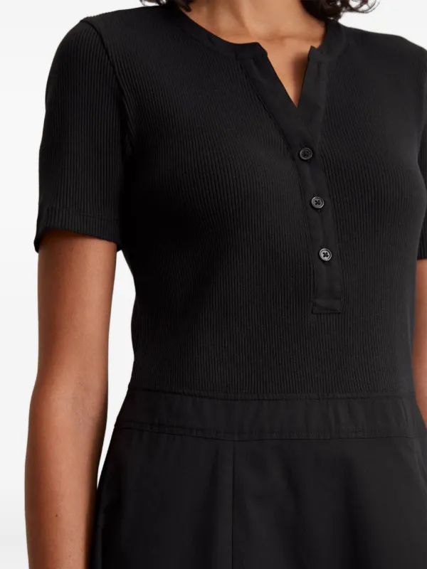 knee length dresses for ladies Linen Ribbed Midi Polo Dress in Pebble Grey main image 0