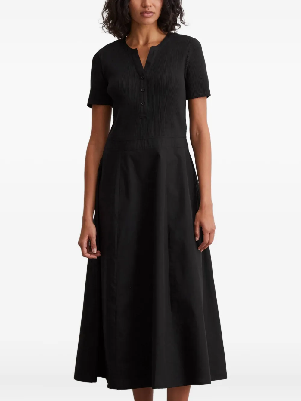 Marc O'polo Ribbed Midi Dress In Black