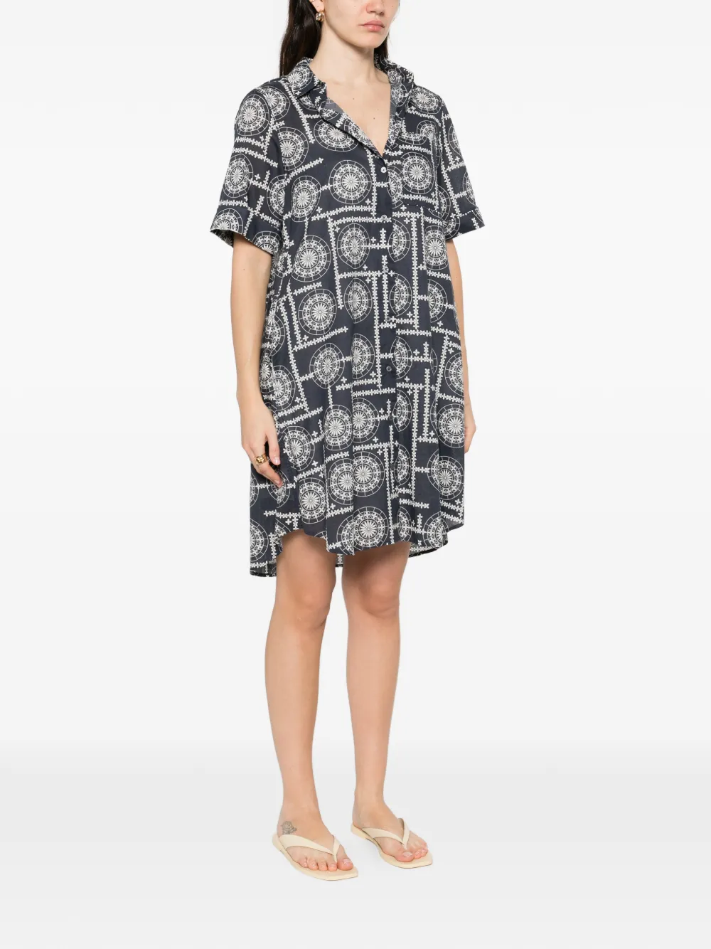 Marc O'Polo pocket patterned mini dress - Blauw