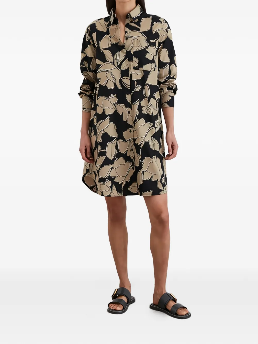 Marc O'Polo floral-print mini dress - Zwart