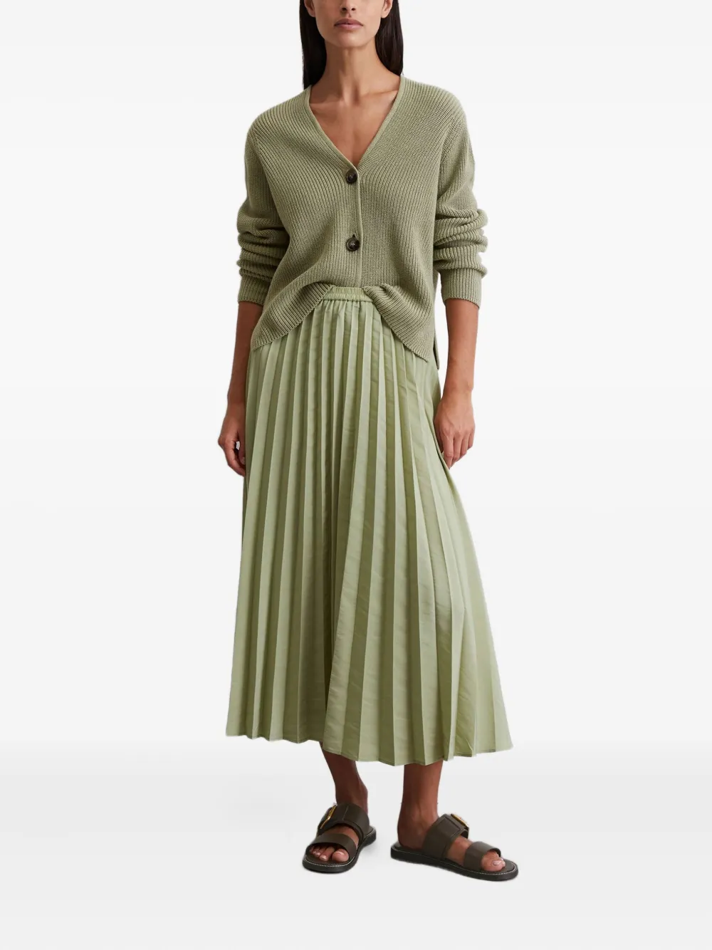 Marc O'polo Button-front Ribbed Cardigan In Green