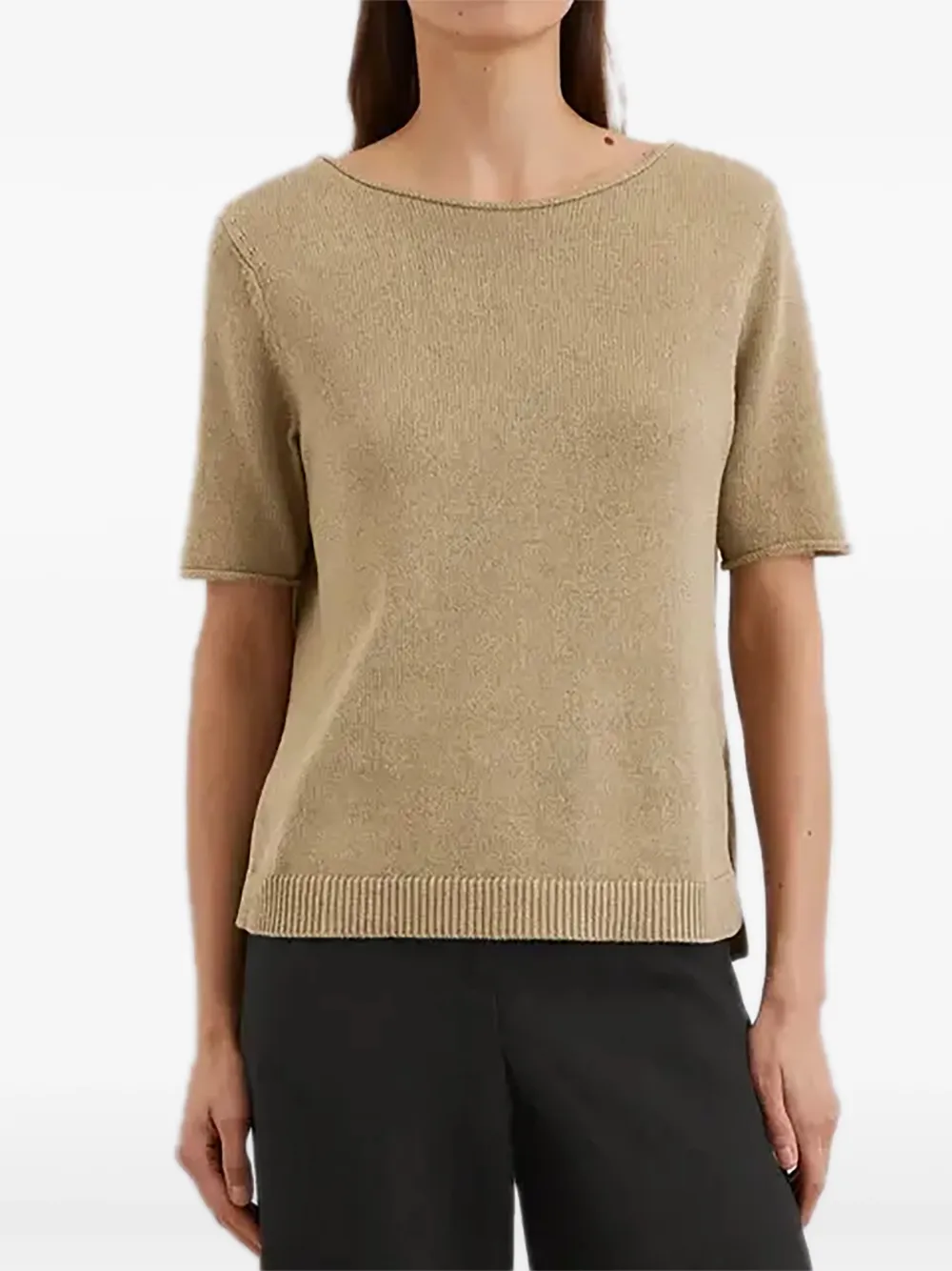 Boat-Neck Knitted T-Shirt