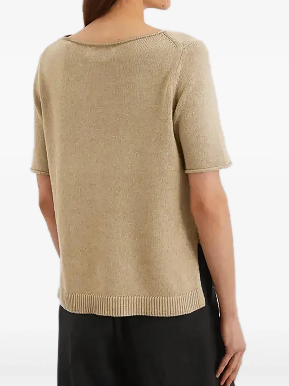 Boat-Neck Knitted T-Shirt