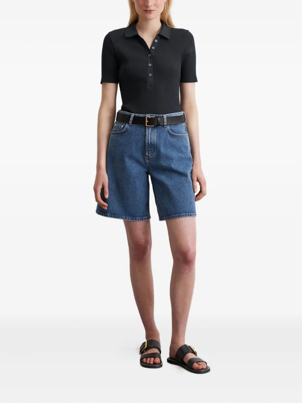 Marc O'Polo Geribbeld poloshirt - Blauw