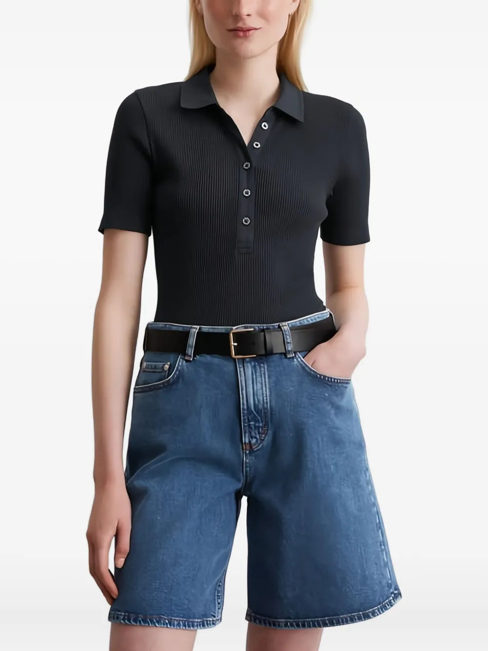 Marc O'Polo Geribbeld poloshirt Blauw