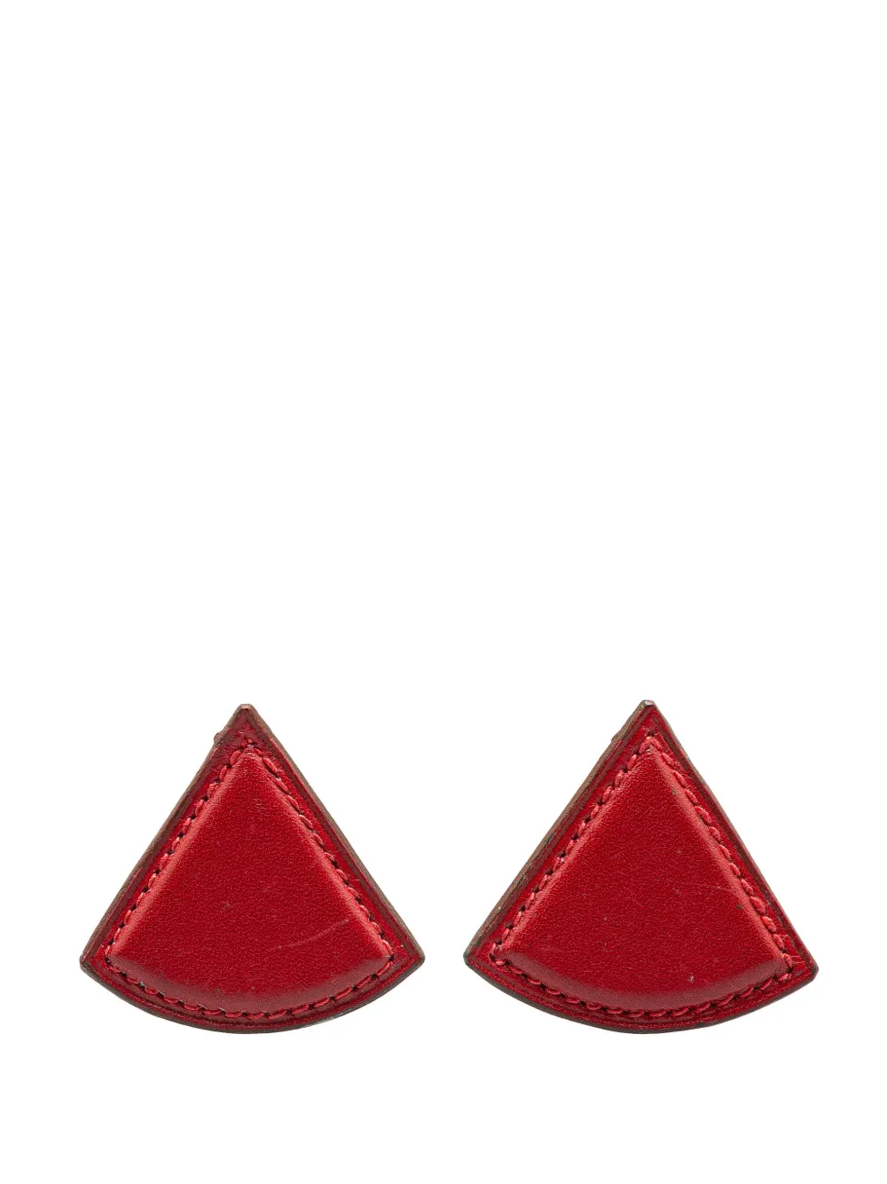 Pre-owned Hermes 2000-2025 Triangle Leather Clip On Earrings Costume Earrings