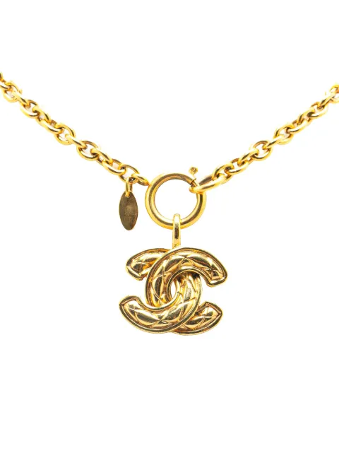 CHANEL Pre-Owned позолоченное колье с подвеской-логотипом CC (1970-1980 годы)