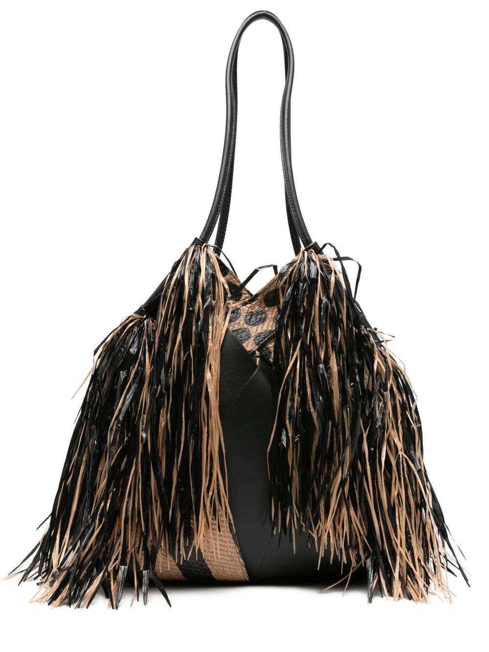 Ulla Johnson Charlotte Fringe Leather Shoulder Bag In Black