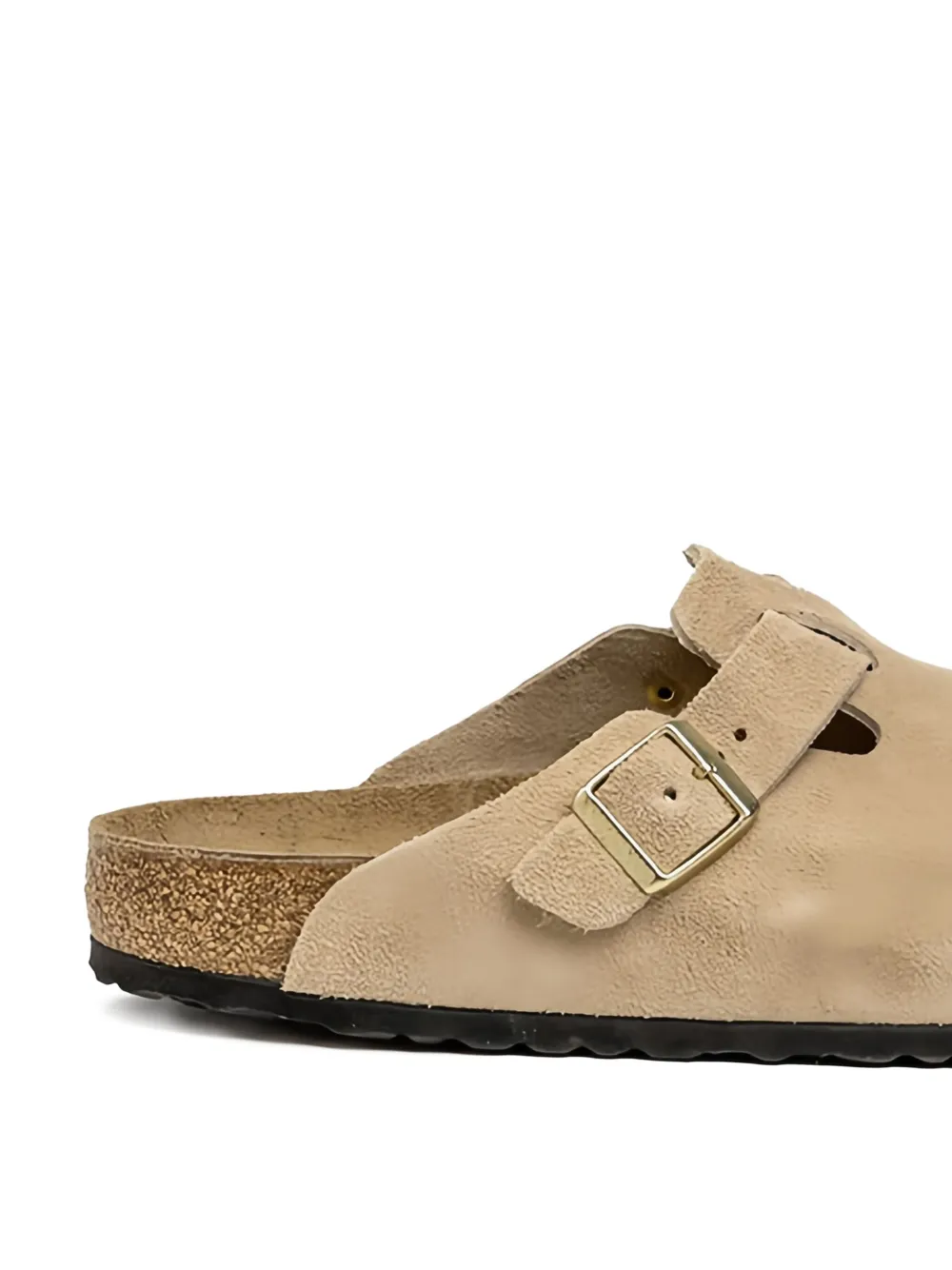 Birkenstock Boston suède sandalen met gesp Beige