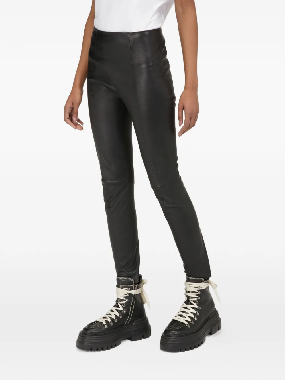 Bally Logo-embroidered Leather Leggings In Black