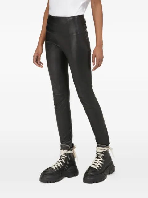 Bally logo-embroidered leather leggings