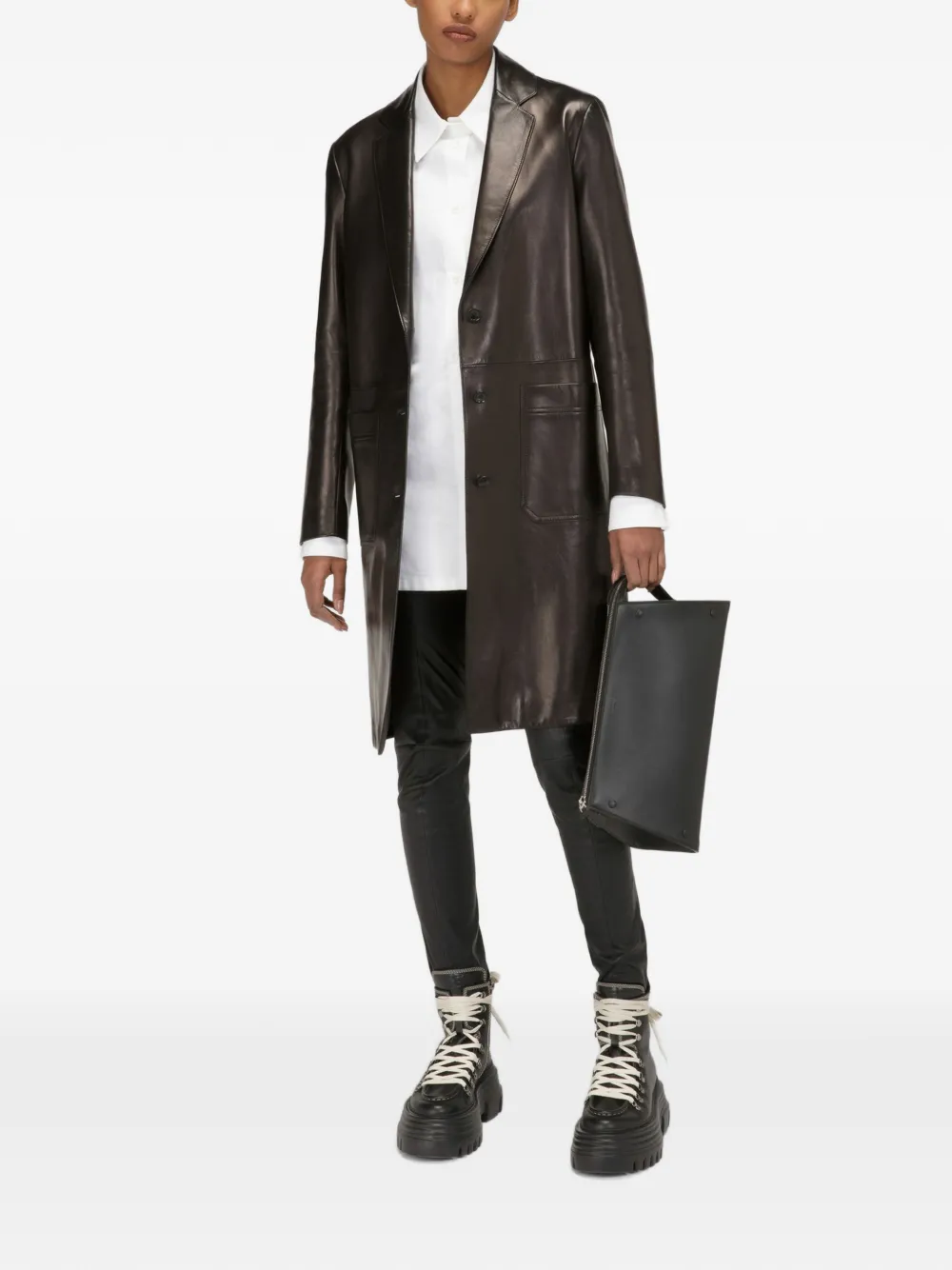 Bally logo-embroidered leather leggings - Zwart