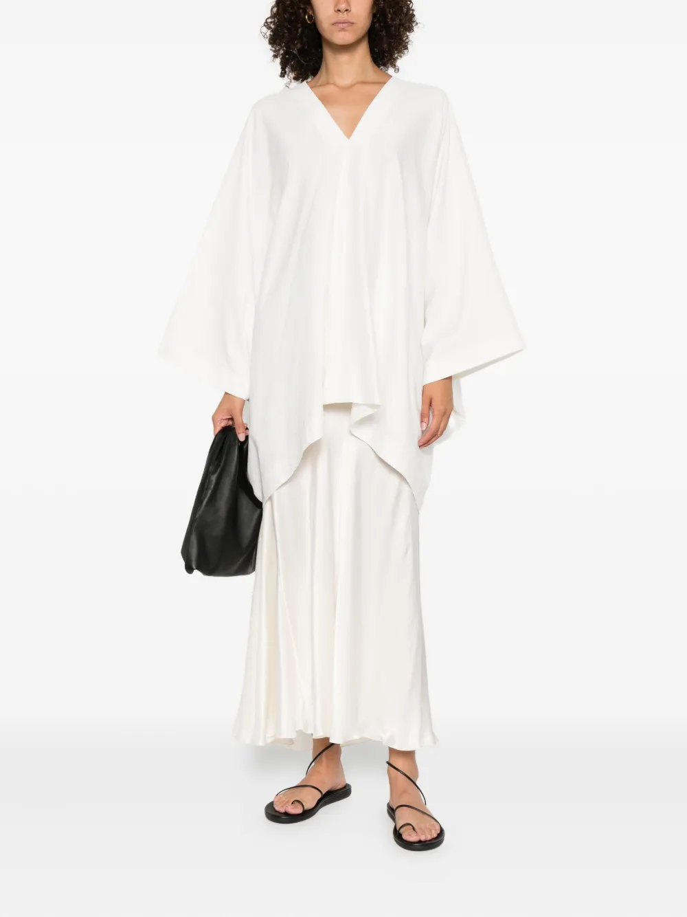 The Row Asymmetrical Silk Skirt In White