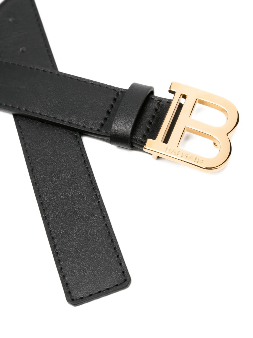 Balmain Kids B-buckle leather belt Zwart
